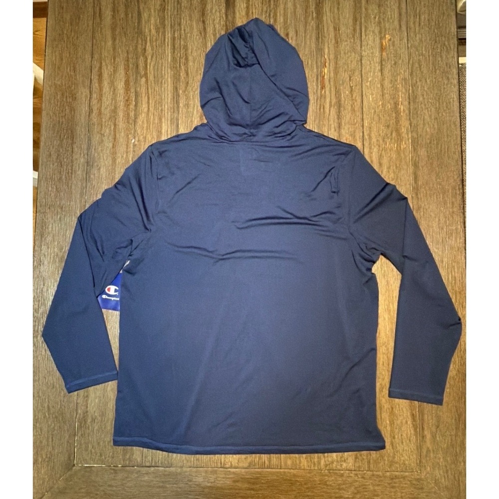 Champion Mens Hooded Rashguard Navy Blue Long Sleeve Sun Shirt Mens Large - Picture 3 of 9